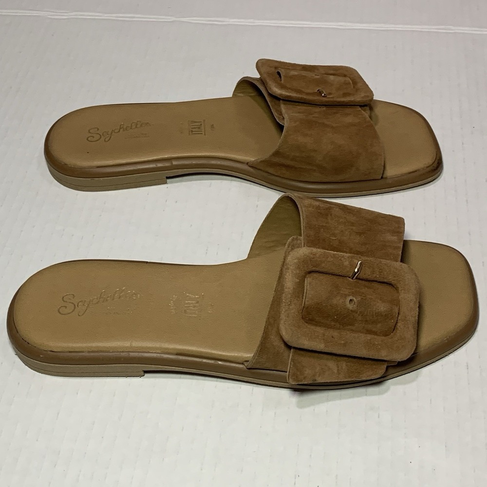 Seychelles Manhattan Slide Brown Suede Leather Buckle Sandals Women's Size 6.5 - Picture 5 of 10